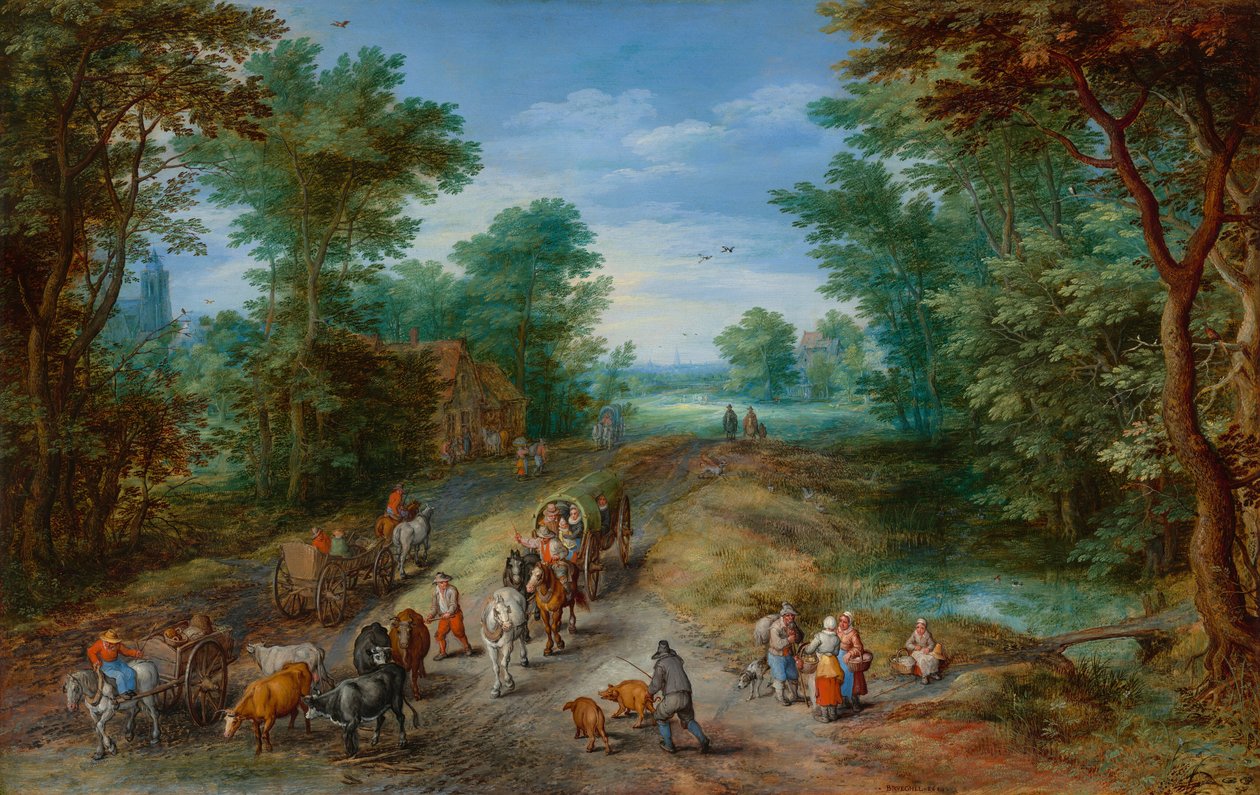 Gezginlerle Ormanlık Peyzaj by Jan Brueghel the Elder