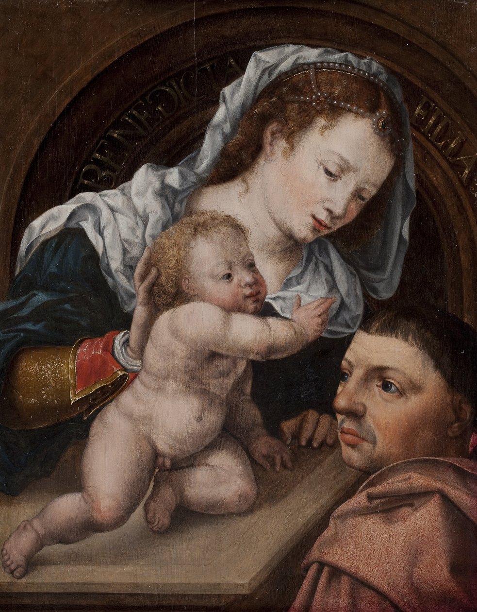 Meryem, bebek İsa ve tablonun bağışçısı ile by Jan Gossaert