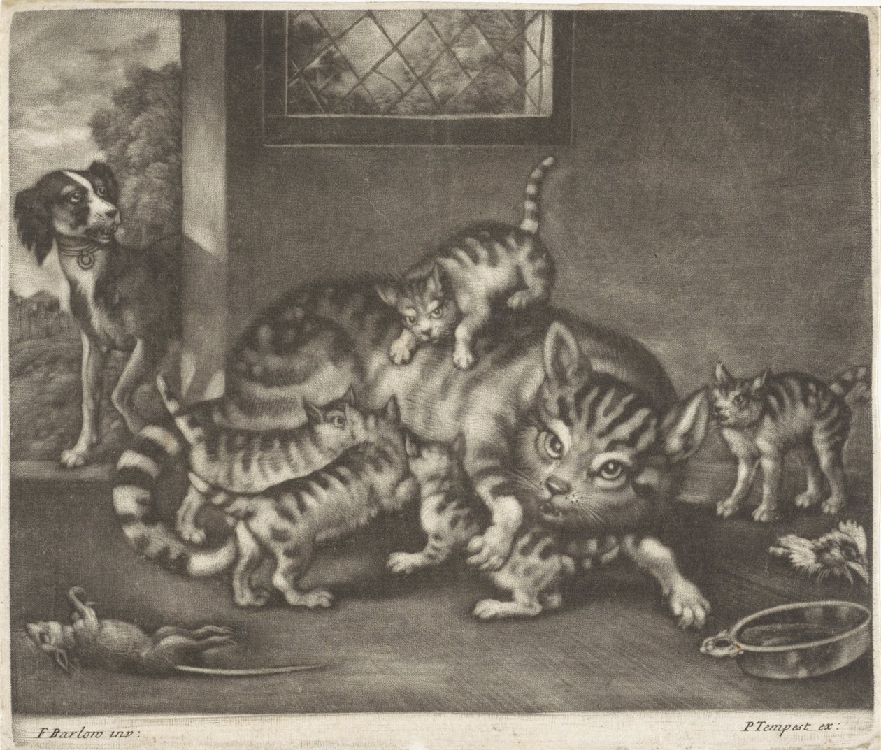 Beş erkek ile kedi by Jan Griffier (I)