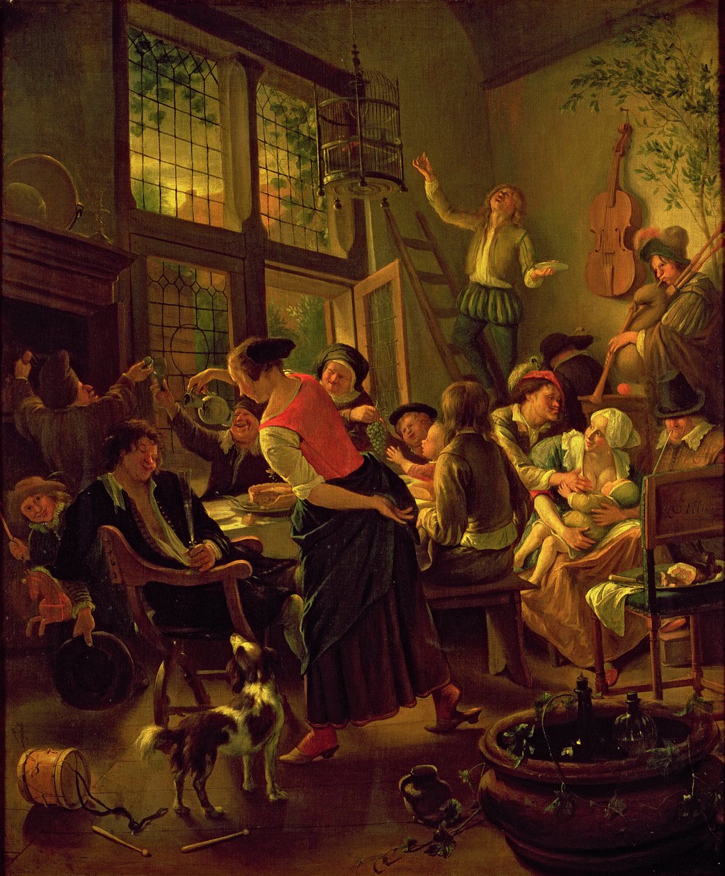 Aile Yemeği (tuval üzerine yağlı boya) by Jan Havicksz. Steen