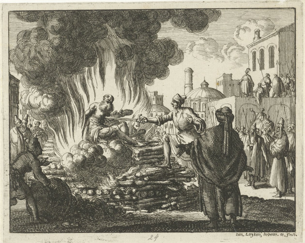 Polycarp tehlikede yandı by Jan Luyken
