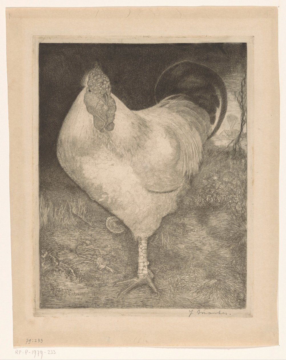 Tek ayak üzerinde horoz by Jan Mankes (signed by artist)