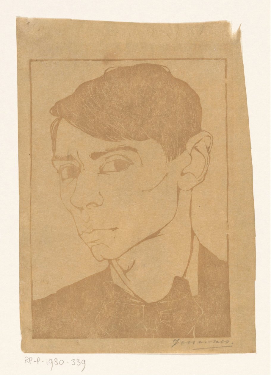 Papyon ile kendi kendine portre by Jan Mankes (signed by artist)