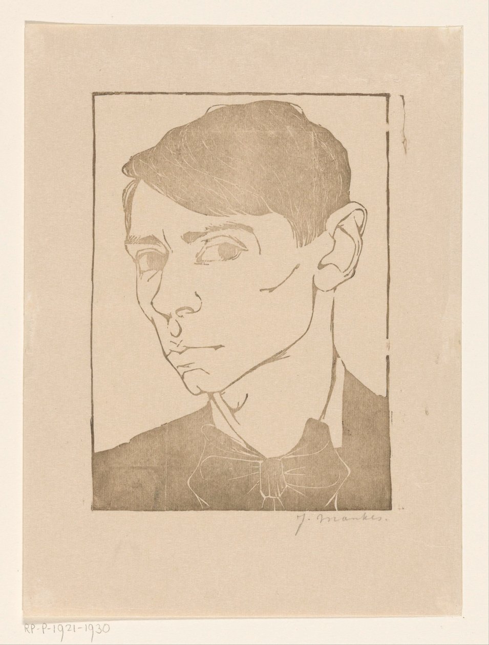 Papyon ile kendi kendine portre by Jan Mankes