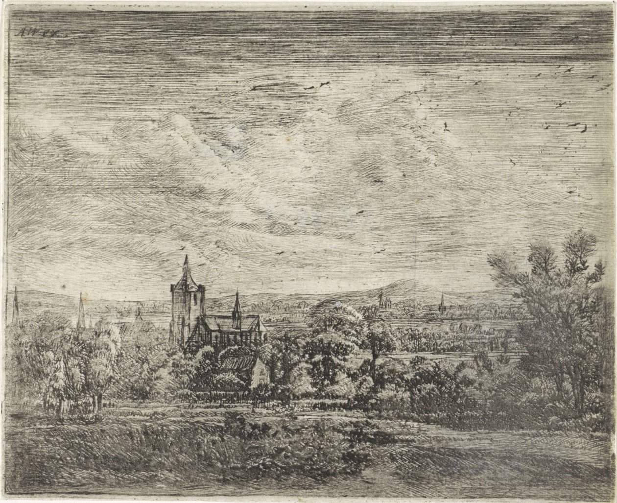 Bir kilise ile köy manzarası by Jan Ruyscher
