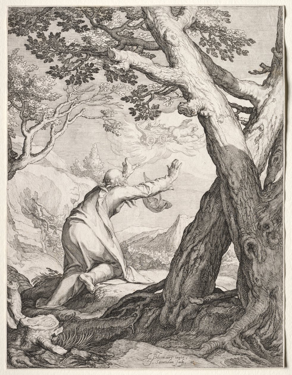Elisha ve İlyas'ın Ateş Arabası by Jan Saenredam