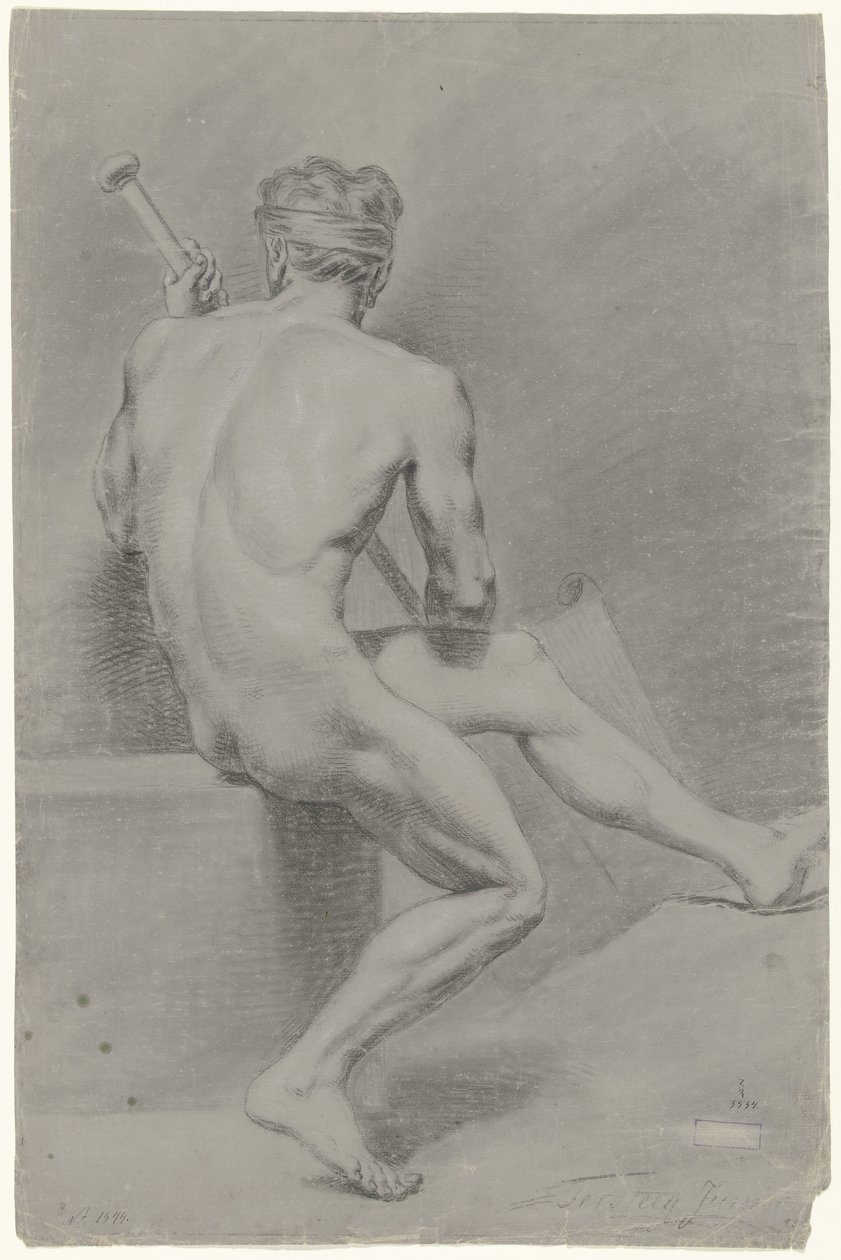 Oturan erkek çıplak, sola döndü by Jan Tersteeg (possibly)