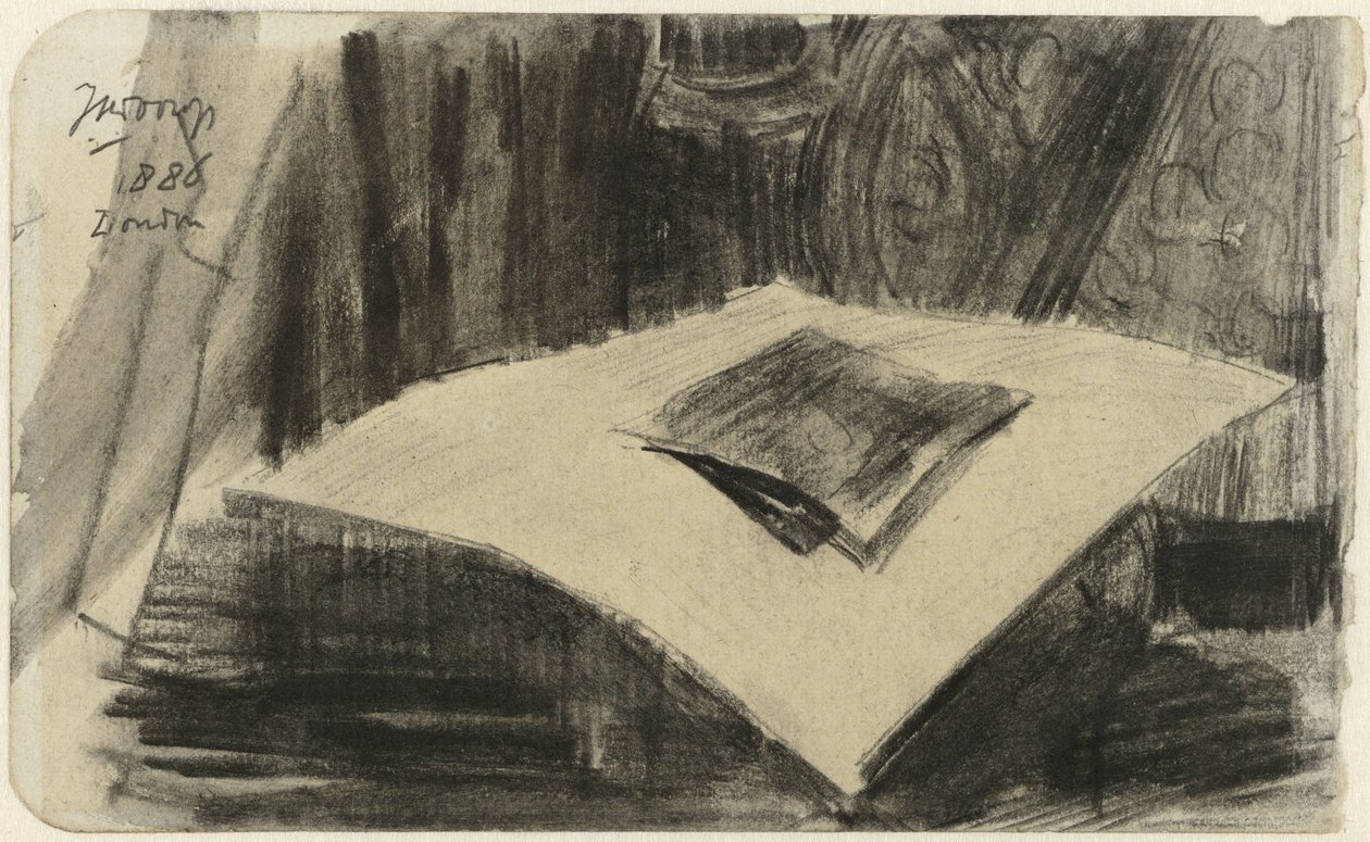 Karanlık bir arka planda yatan yazdırma by Jan Toorop