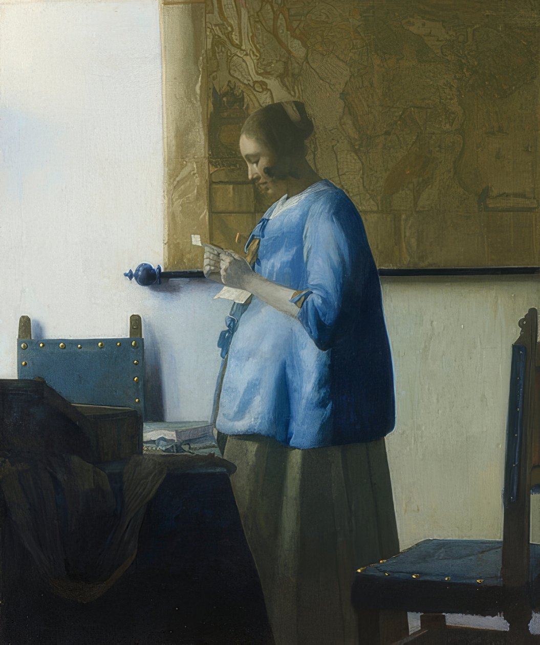 Mektup okuyucu. 1663 civarında by Jan Vermeer van Delft