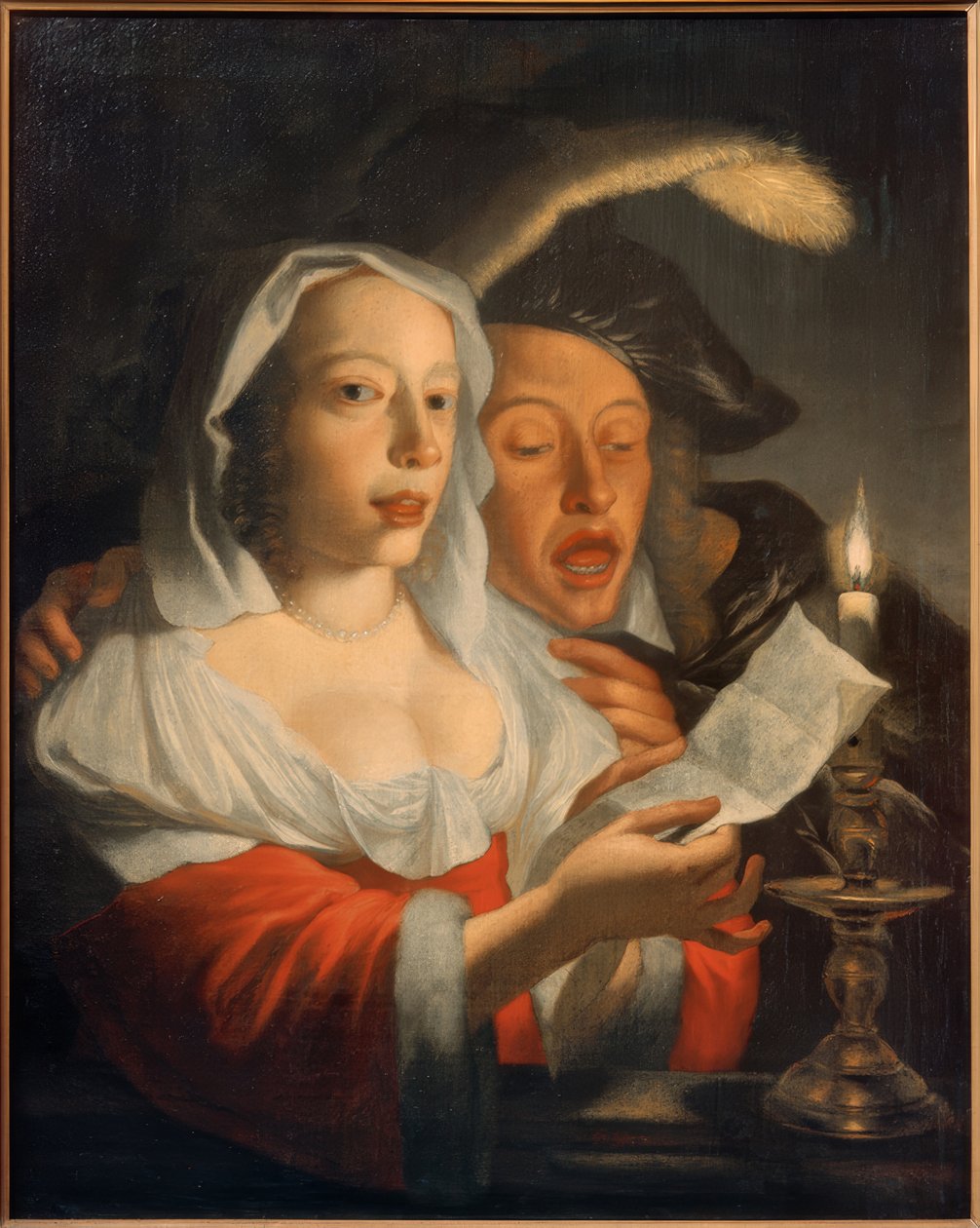 Mum ışığında şarkı söyleyen çift by Jan Vermeer van Utrecht