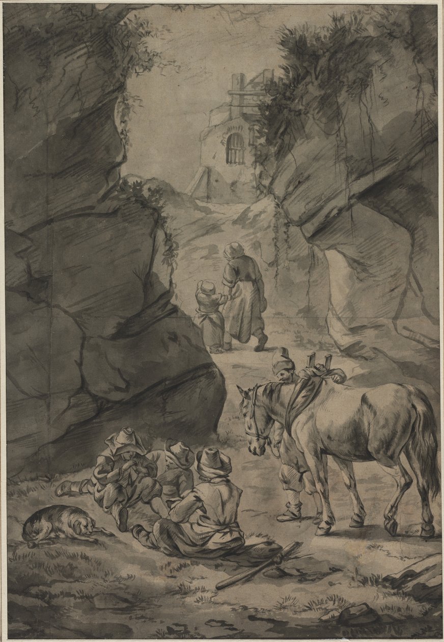 Kayalık Bir Peyzajda Köylüler by Jan Wouwerman
