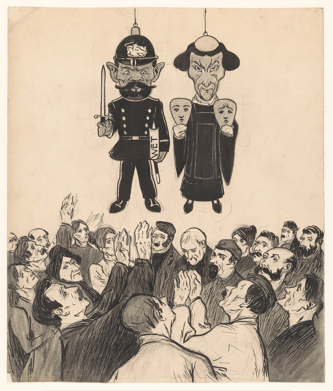 Polis ve papaz kukla olarak by Jan de Waardt