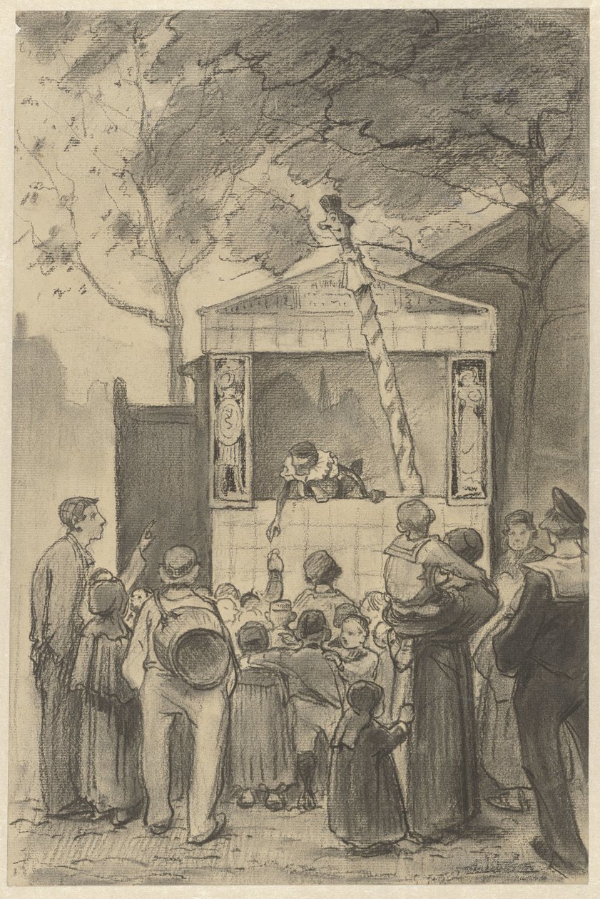 Bir kukla gösterisinin önünde seyirciler by Jan van Essen (possibly)