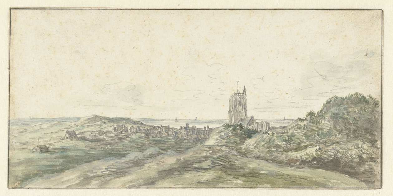 Egmond aan Zee'nin görünümü by Jan van Goyen (possibly)