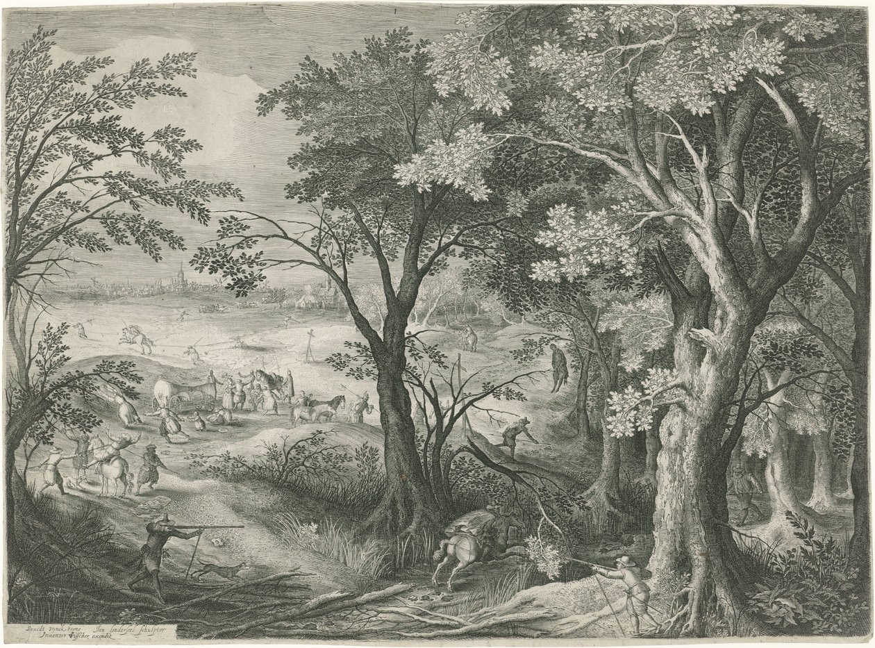 Çalı soyguncuları bir manzarada gezginlere saldırdı by Jan van Londerseel