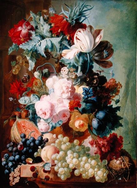 Çiçekler ve Meyveler (panelde yağ) by Jan van Os