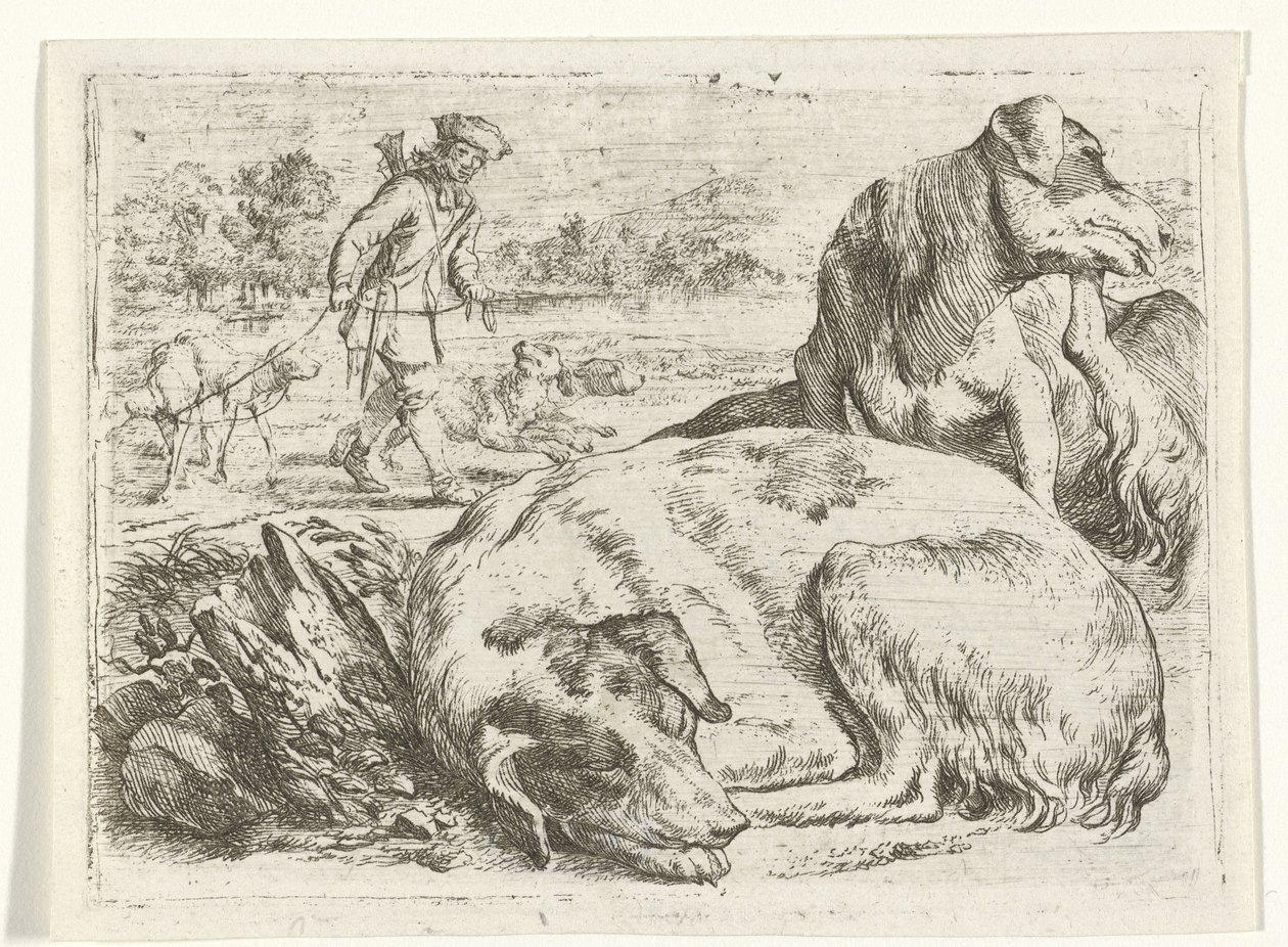 Köpekleri ile avcı by Jan van Ossenbeeck