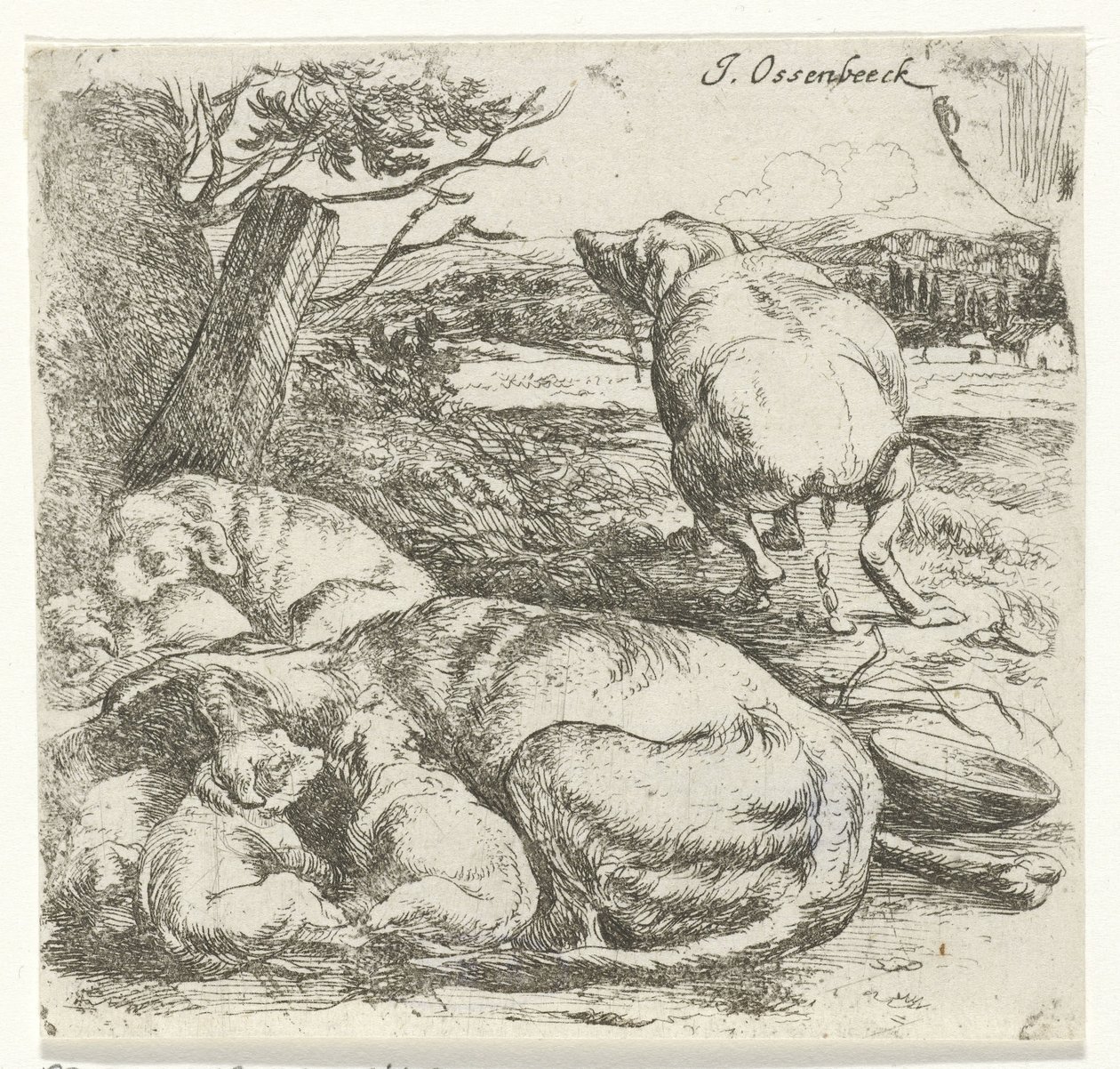 köpek yavrusu ile kaltak by Jan van Ossenbeeck