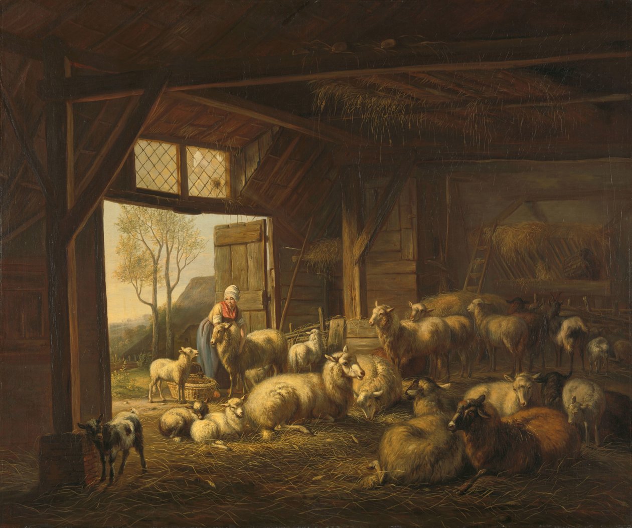 Ahırda Koyun ve Keçi by Jan van Ravenswaay