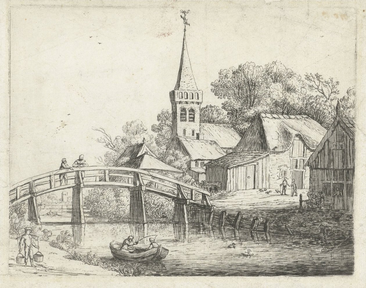 Ahşap köprü ile manzara by Jan van de Cappelle