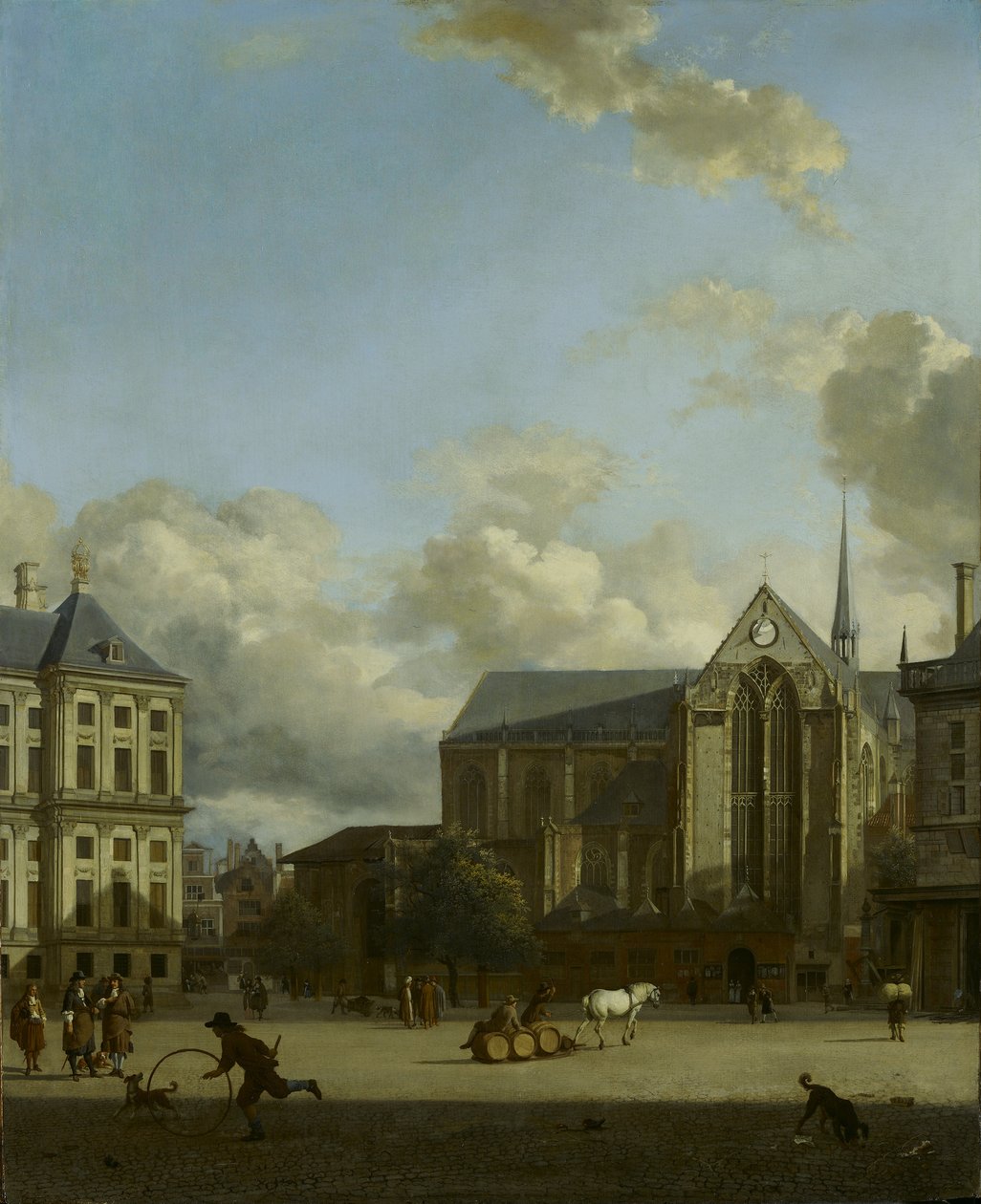 Yeni Kilise ile Dam Meydanı by Jan van der Heyden