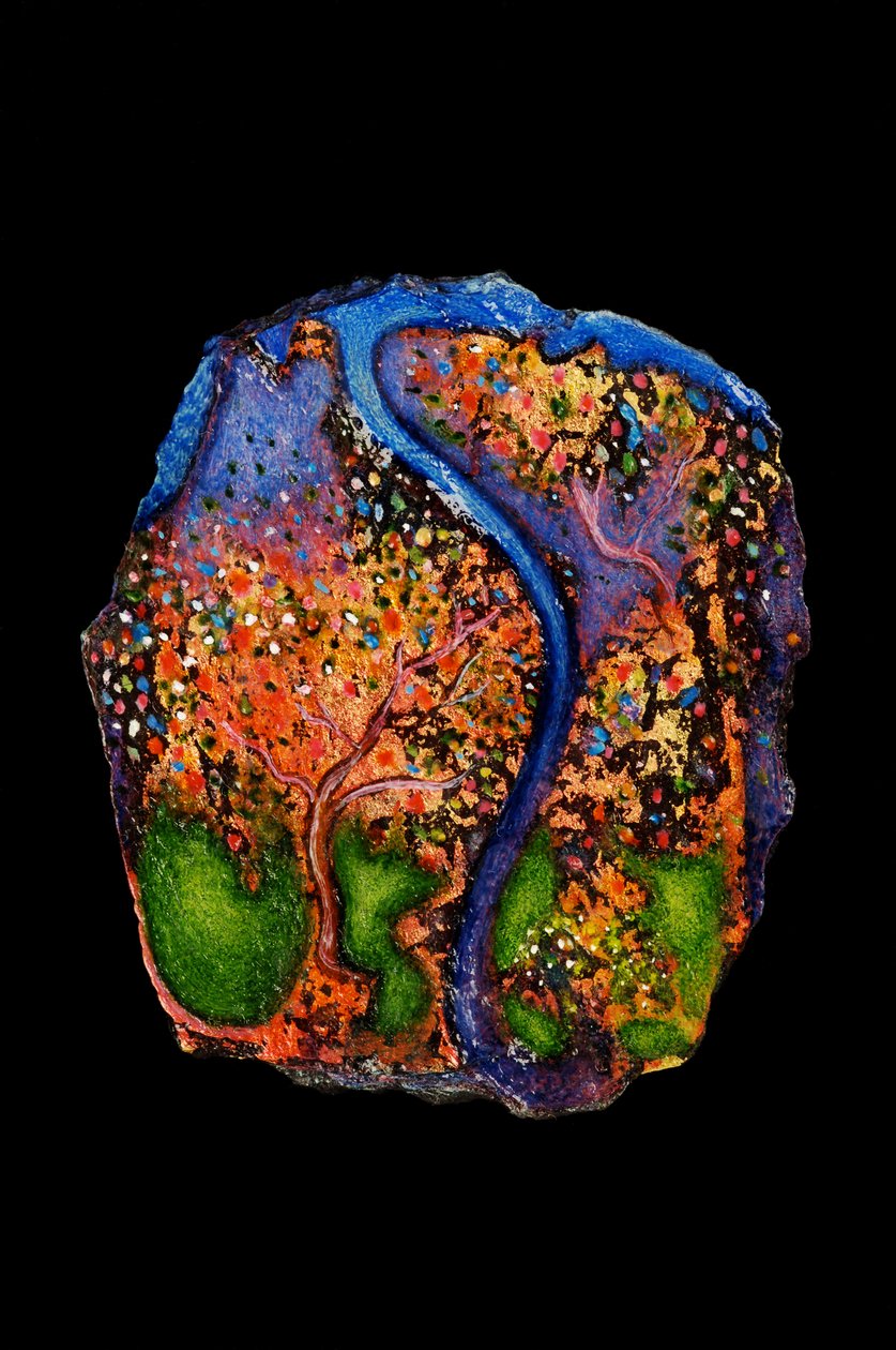 Cennet Bahçesi, 2007 (arduvaz üzerine yağlı boya) by Jane Deakin