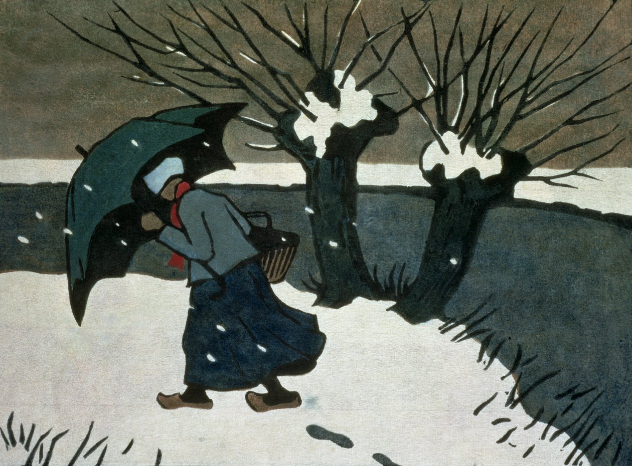 Kar Fırtınası (kağıt üzerine gravür) by Janet Fisher