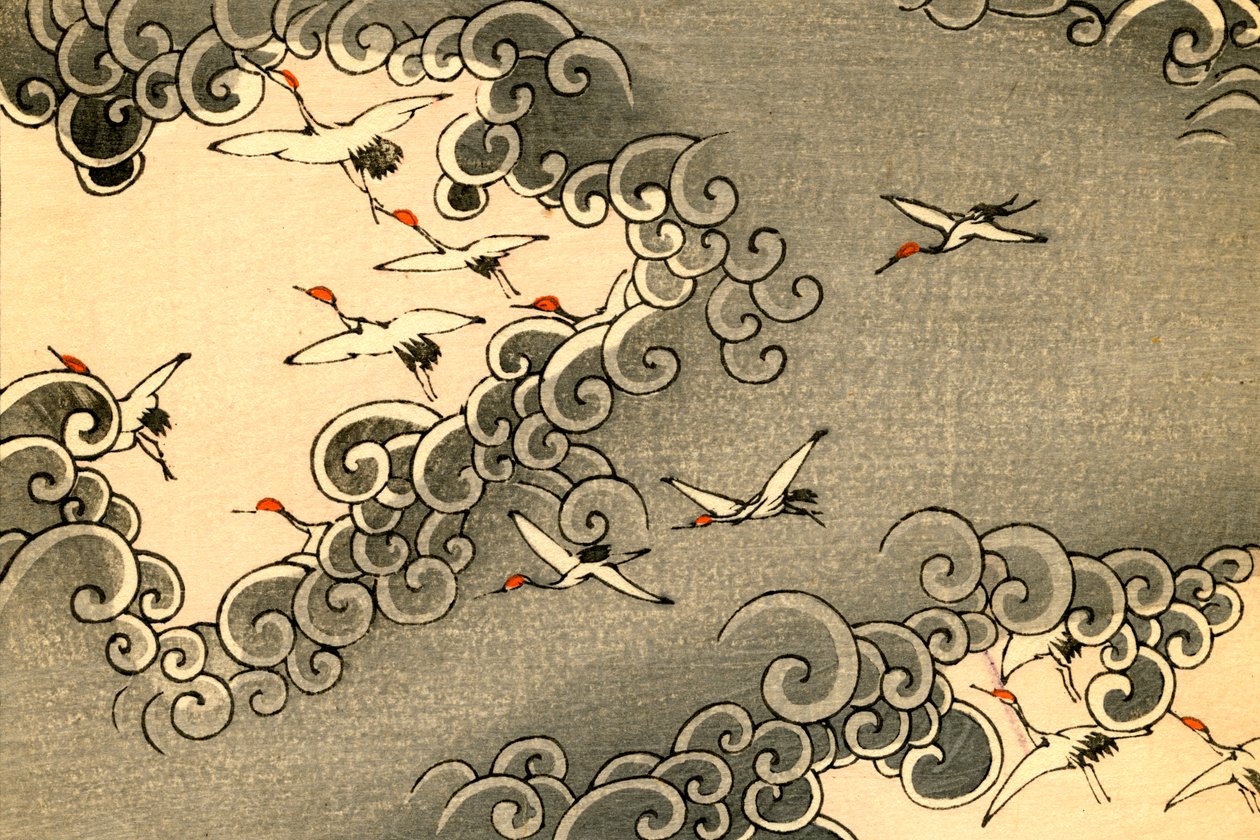 Gri Bulutlarda Uçan Turnalar by Japanese School