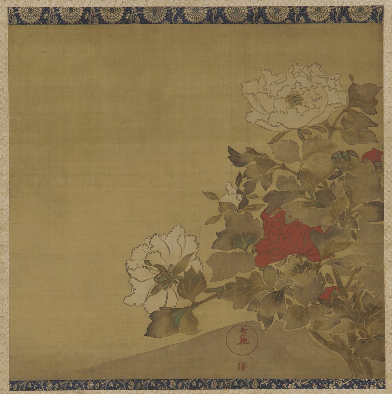 Şakayık, Edo dönemi (ipek üzerine mürekkep ve renk) by Japanese School