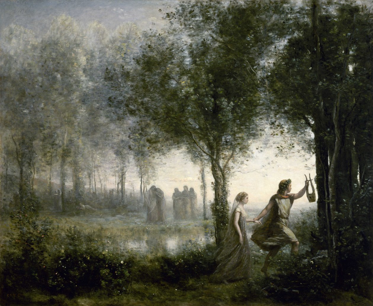 Orpheus, Yeraltı Dünyasından Eurydice Lideri by Jean Baptiste Camille Corot