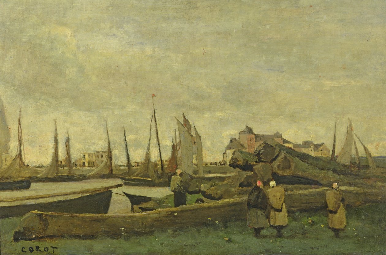 ವರದಿ - ಎ ಕ್ವೇ, ಸಿ.1855-65 ಟರ್ಕ್ by Jean Baptiste Camille Corot