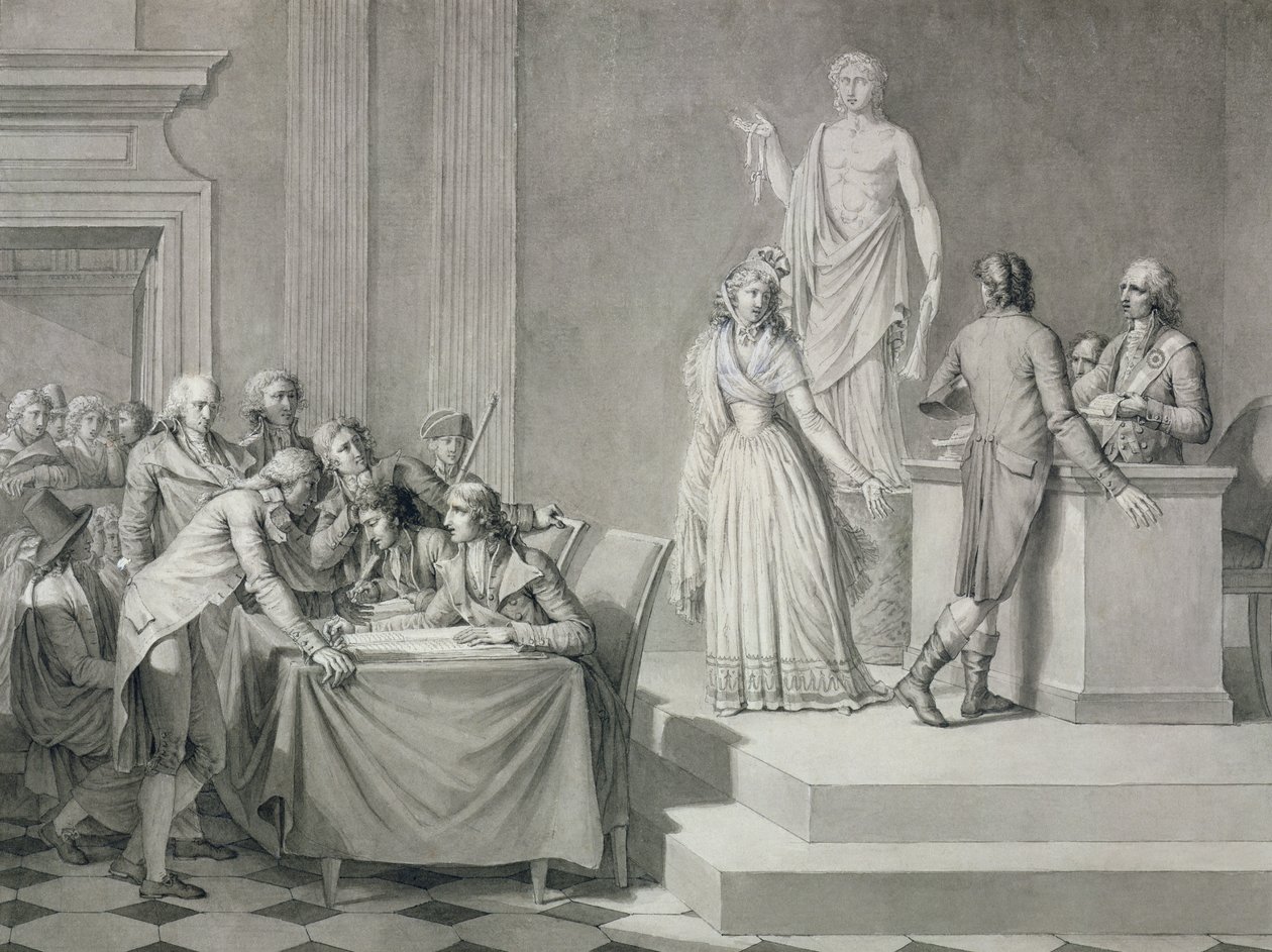 Cumhuriyet Boşanması (kağıt üzerinde kalem ve mürekkep ve grisaille) by Jean Baptiste Mallet