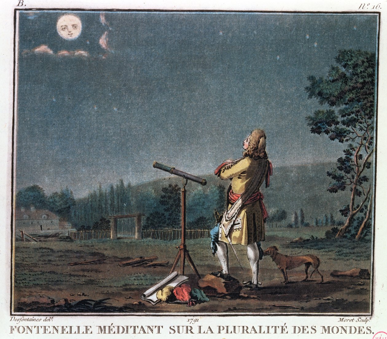 Bernard Le Bovier de Fontenelle (1657-1757) Dünyaların Yayılması Üzerine Meditasyon, 1791 by Jean Baptiste Morret