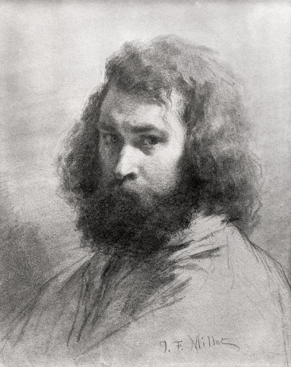 Otoportre, c.1845-46 (kağıt üzerinde karakalem ve kurşun kalem) by Jean Francois Millet