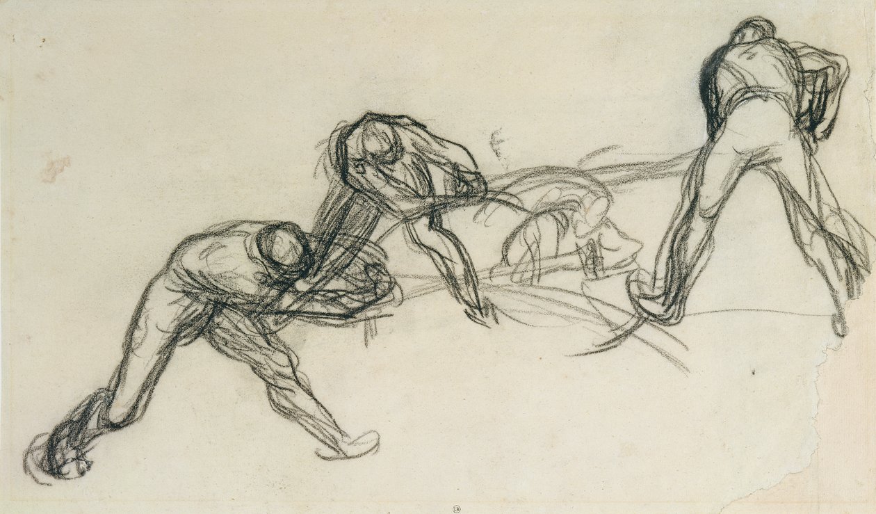 The Pit Sawyers (chalk on paper) by Jean Francois Millet