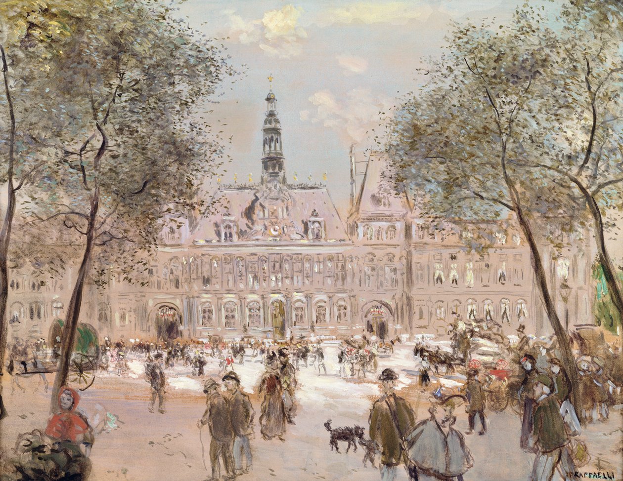 Place de l'Hotel-de-Ville, Paris by Jean Francois Raffaelli