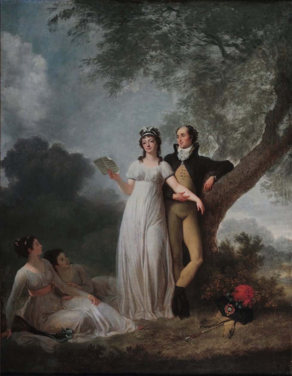 Bir parkta dört karakter by Jean Honore Fragonard