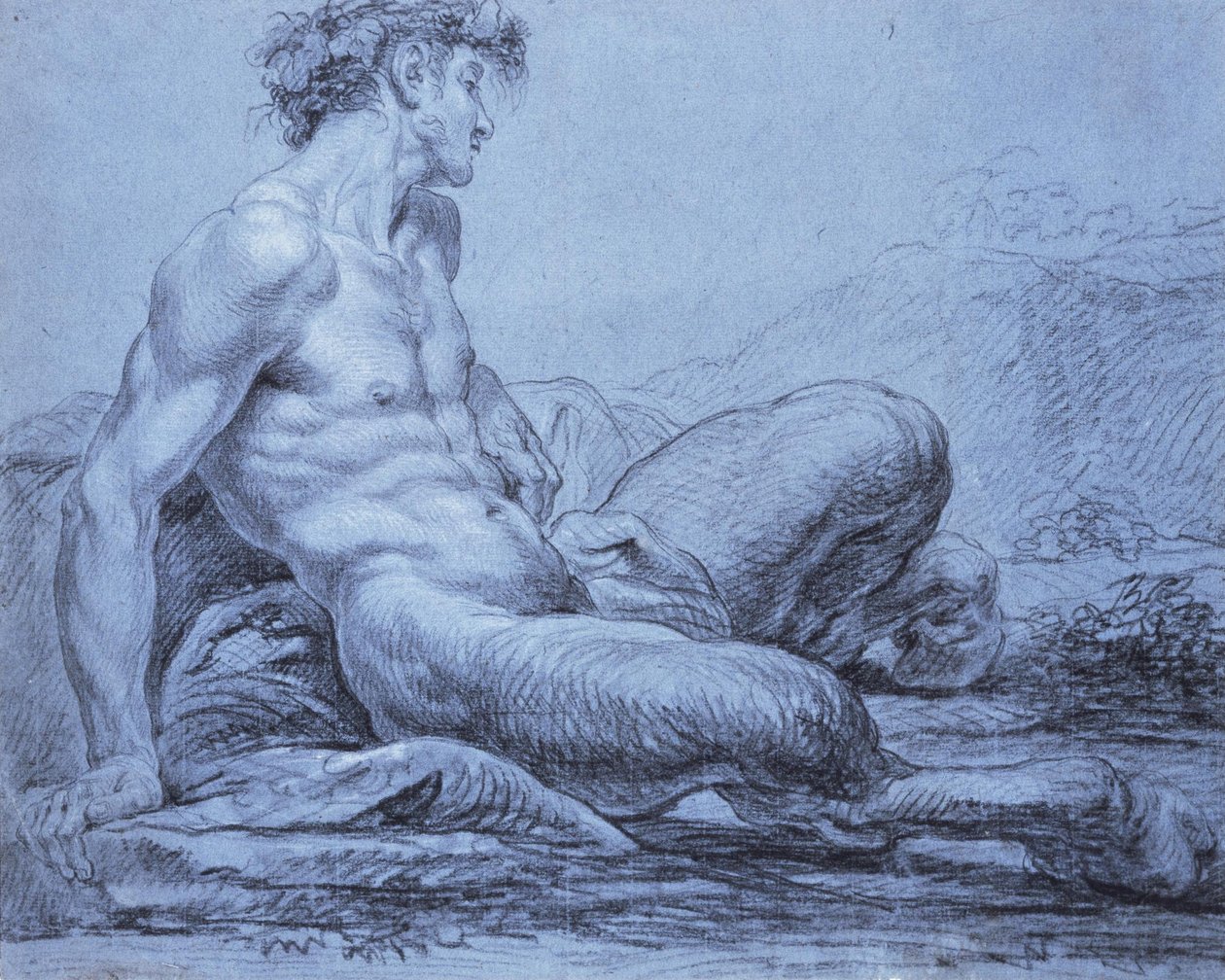 Oturan Faun by Jean Bernard Restout