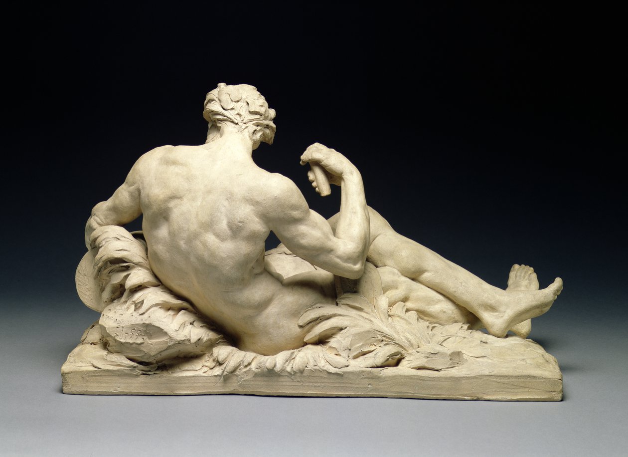 Nehir Tanrısı (arkadan görünüm) c.1755 (pişmiş toprak) (önden görünüm için bkz. 66077) by Jean Jacques Caffieri