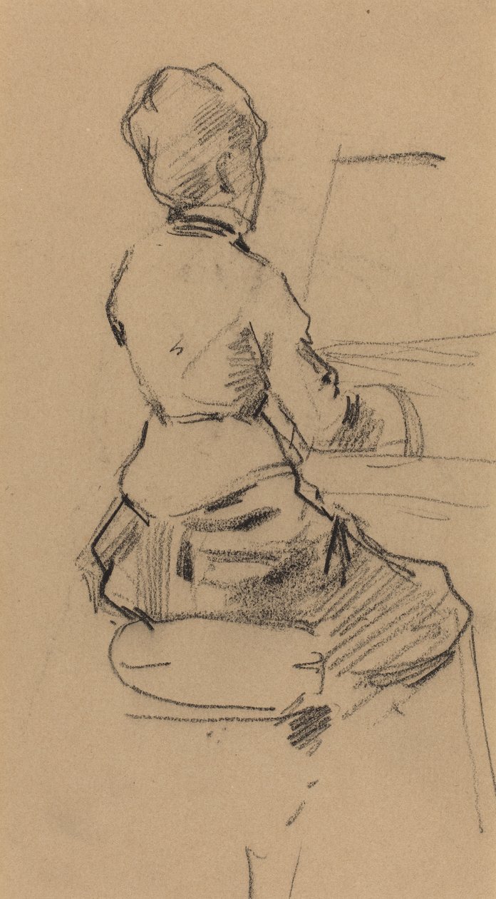 Piyanoda Oturan Genç Kadın [verso], 1890 dolayları (dokuma kağıt üzerine siyah tebeşir) by Jean Louis Forain