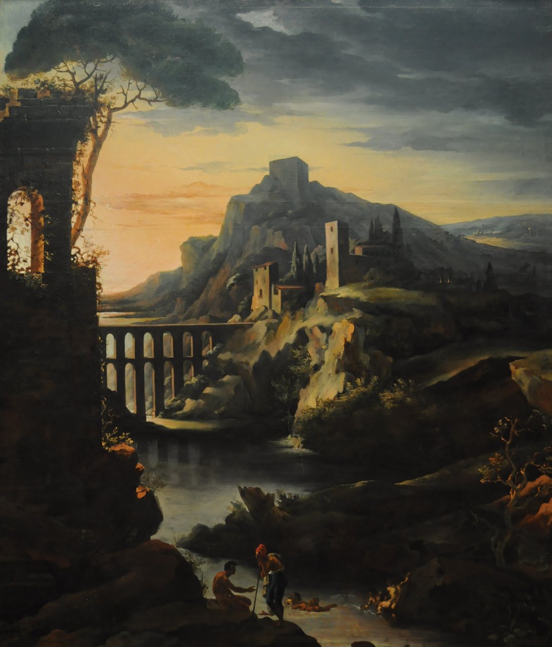 Bir su kemeri ile akşam manzarası by Theodore Gericault