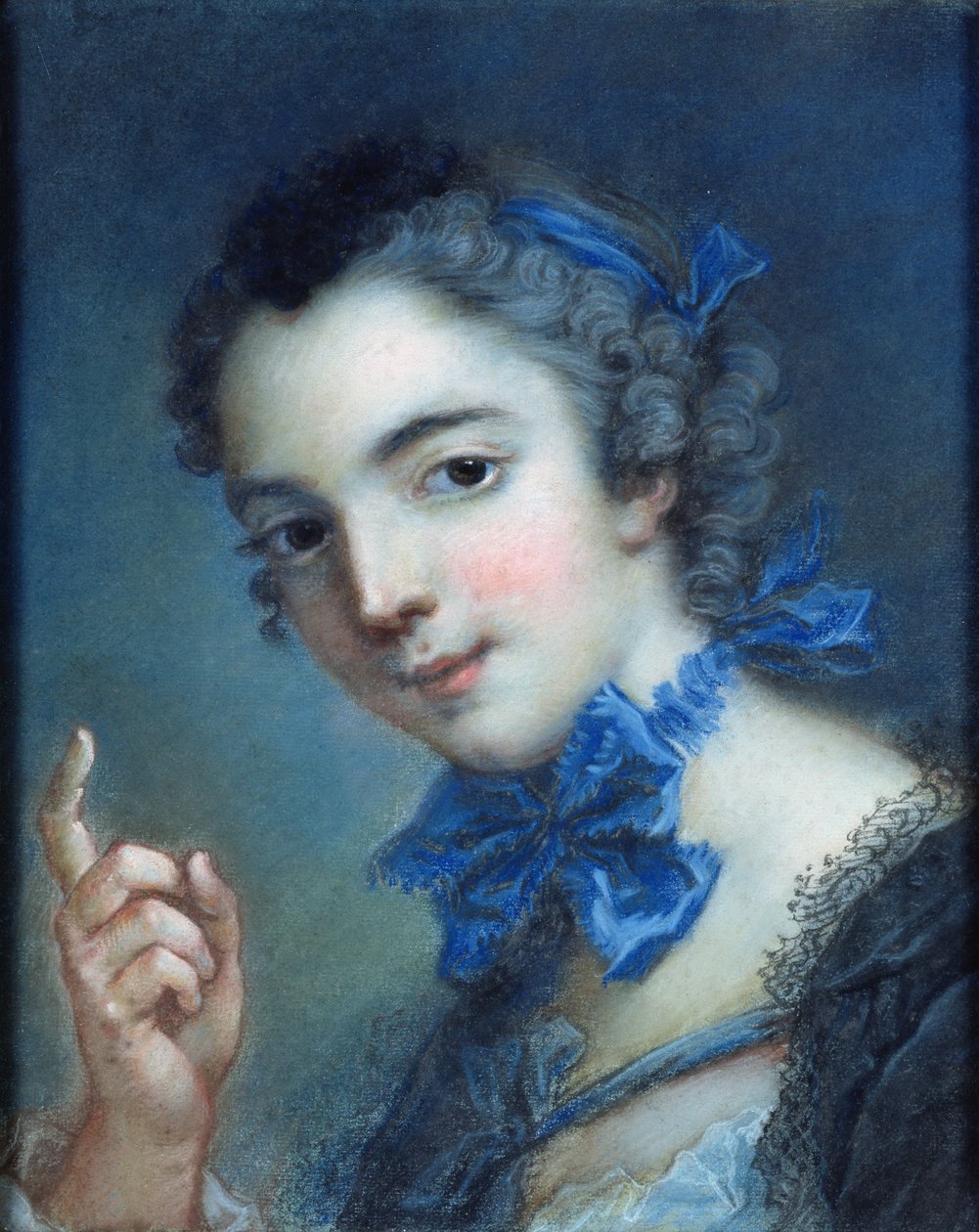 Genç bir kızın portresi, c.1750 (kağıt üzerinde pastel) by Jean Marc Nattier