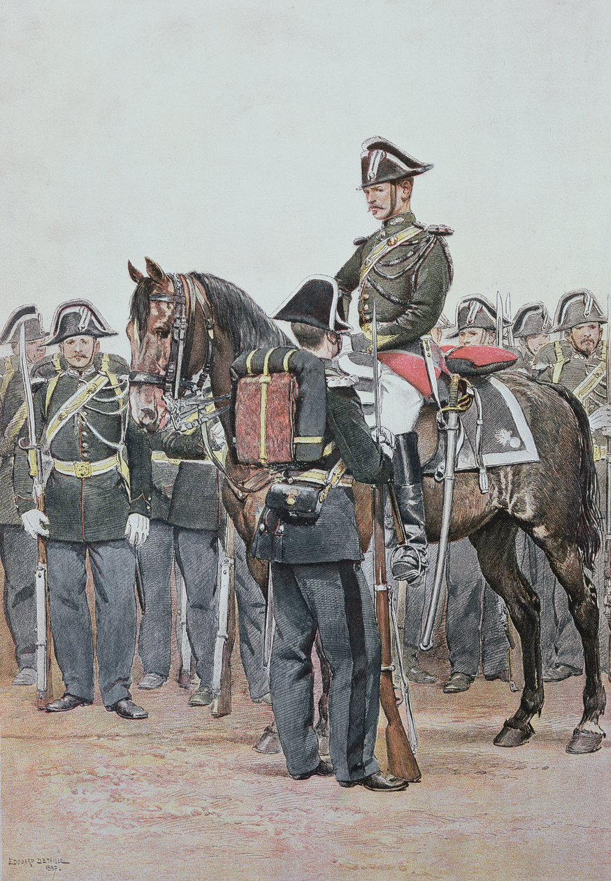 Jandarma üniformalı, 1887 (renkli gravür) by Jean Baptiste Edouard Detaille