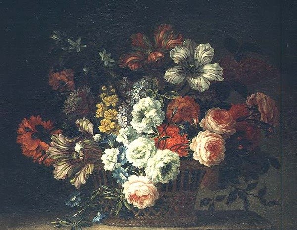 Sepet içinde çiçeklerle natürmort by Jean Baptiste Monnoyer