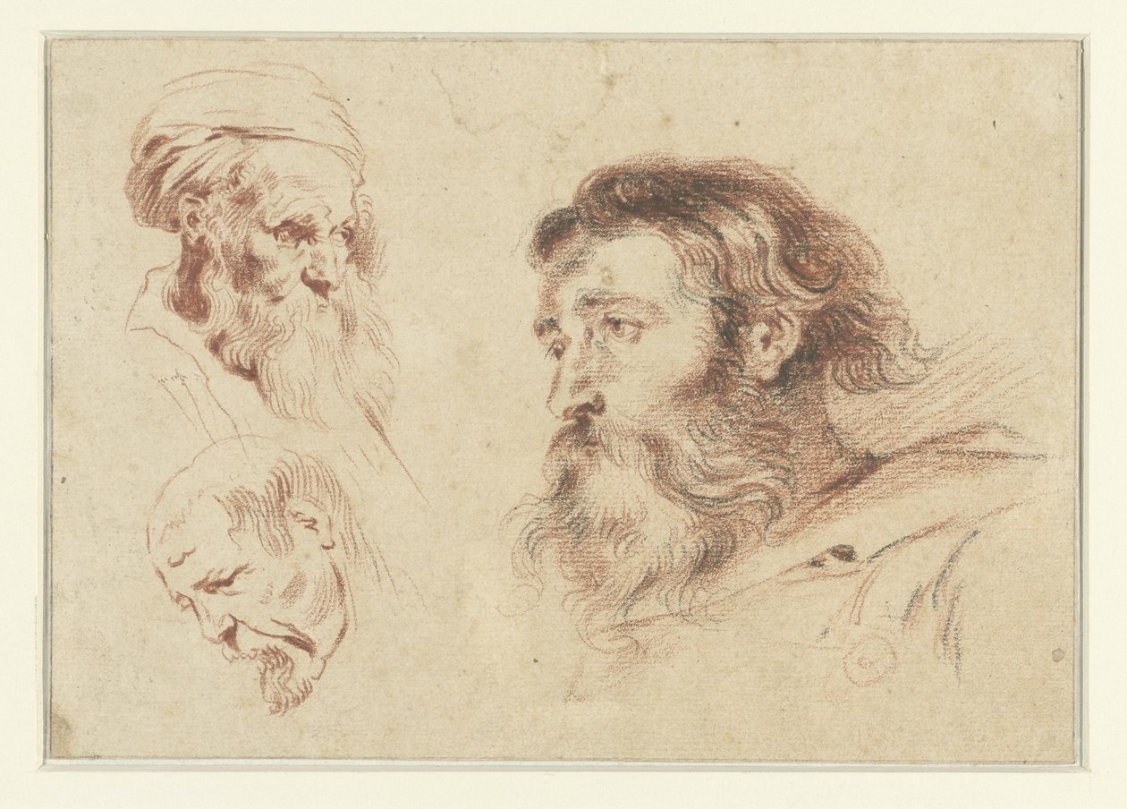 Üç erkek kafaları by Jean Antoine Watteau (rejected attribution)
