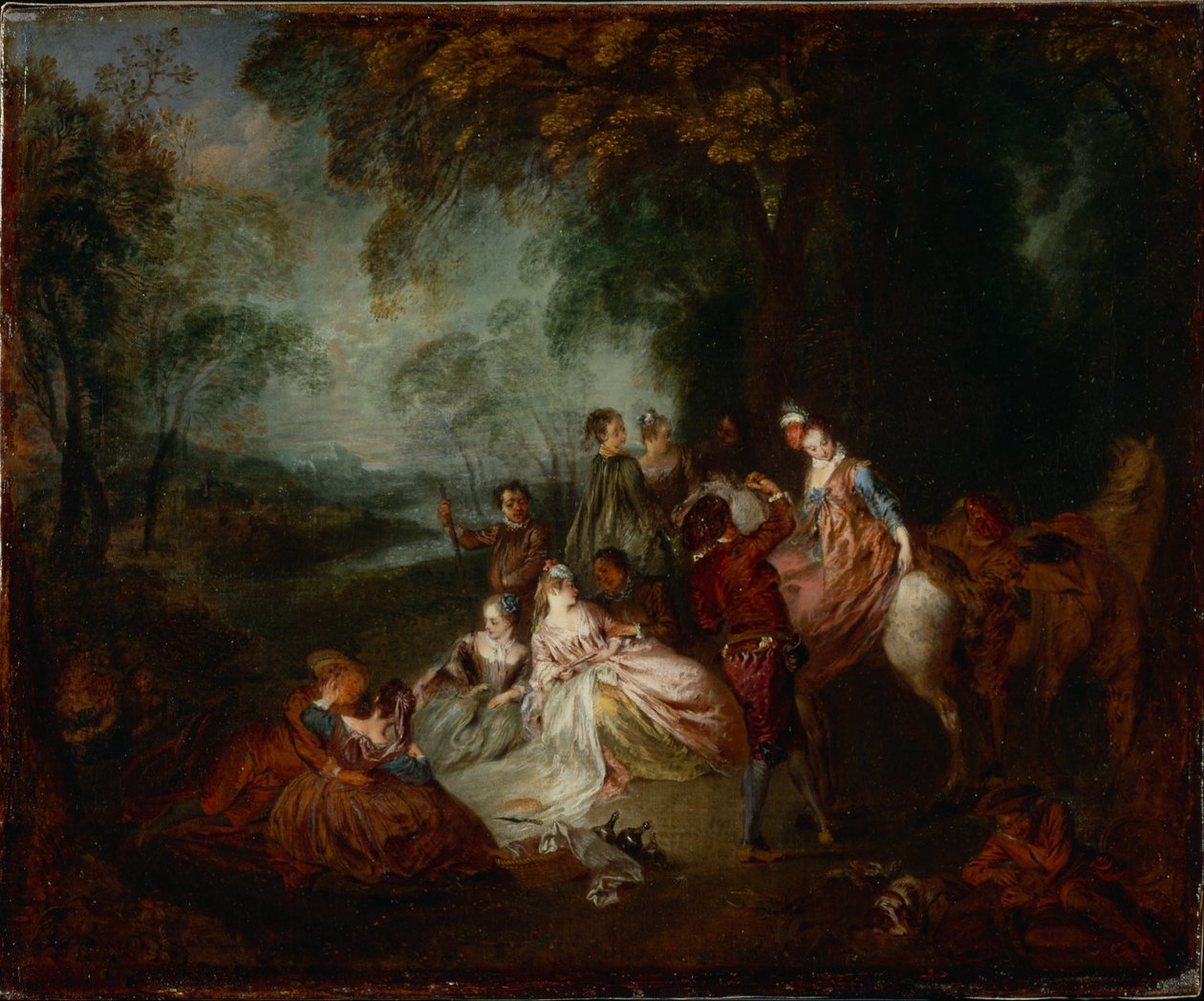 şenlikli şampet by Jean Antoine Watteau