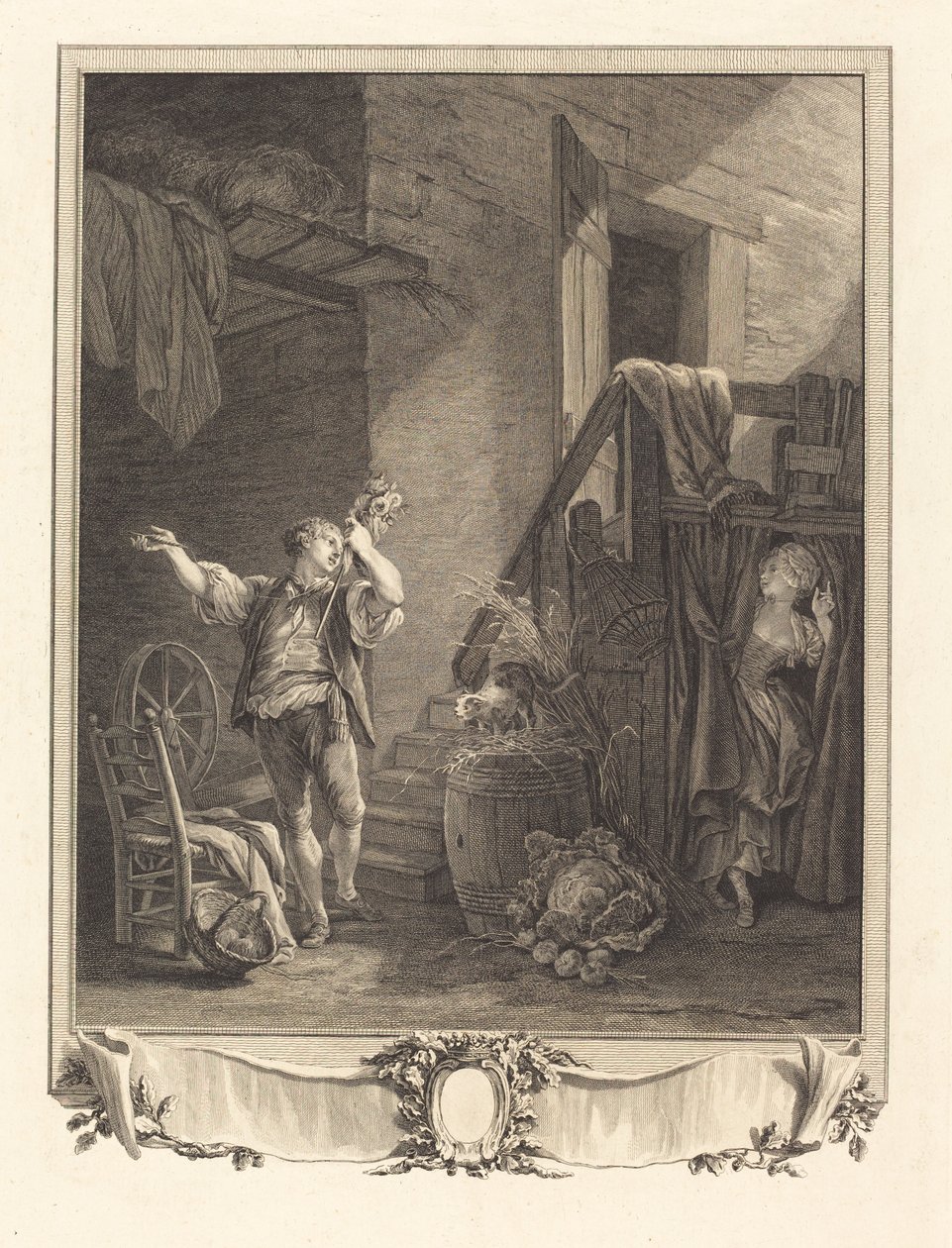 gül ve kola by Jean Baptiste Blaise Simonet after Pierre Antoine Baudouin