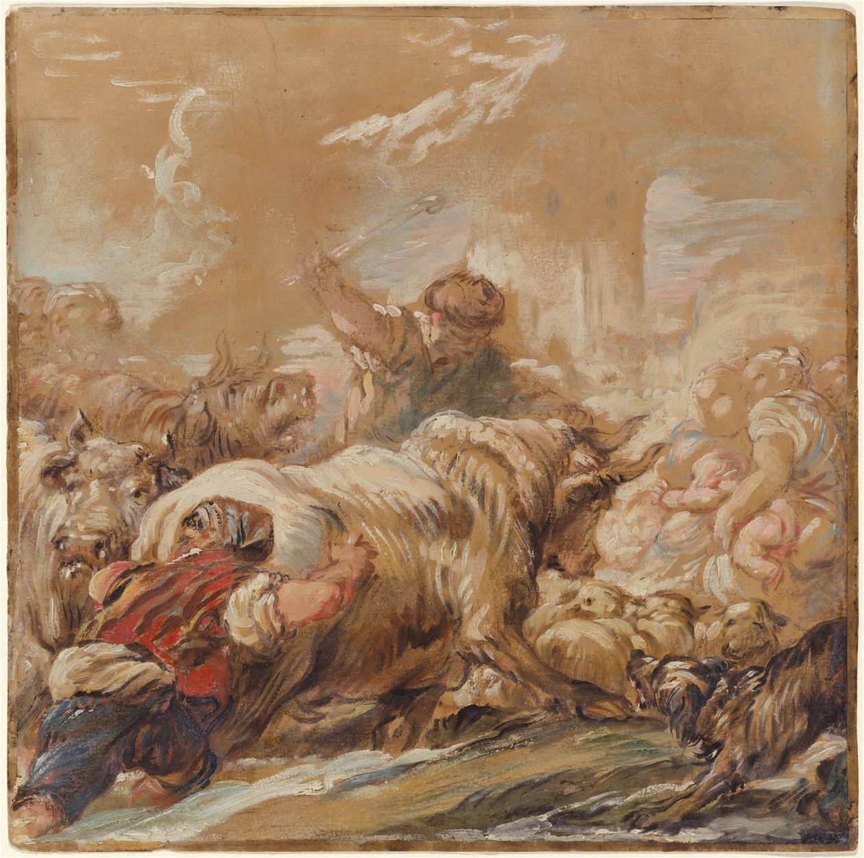 Sığırları Dereden Geçiren Çobanlar by Jean Baptiste Deshays