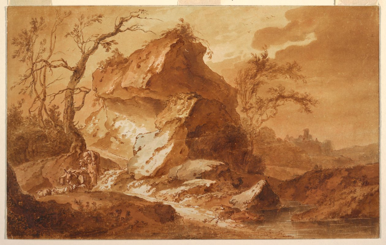 Dağlık bir manzara by Jean Baptiste Huet