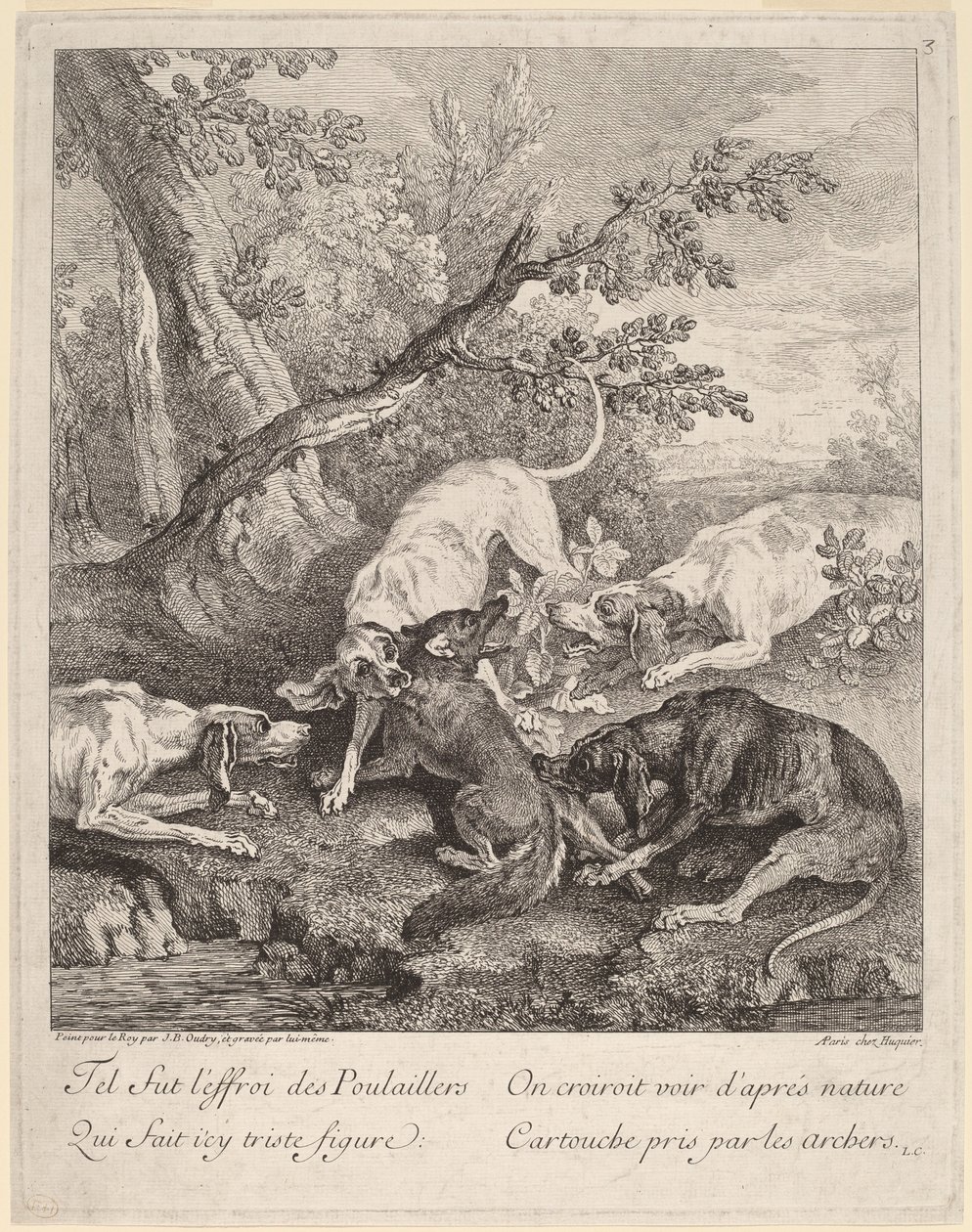 Köpeklerin Saldırdığı Bir Tilki by Jean Baptiste Oudry